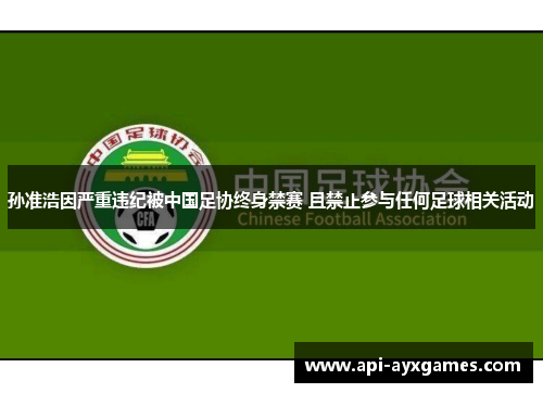 孙准浩因严重违纪被中国足协终身禁赛 且禁止参与任何足球相关活动